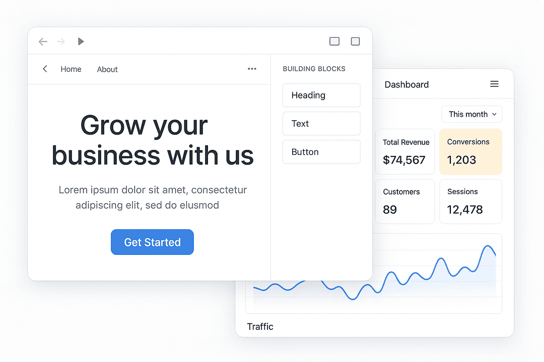 Landing page build and dashboard